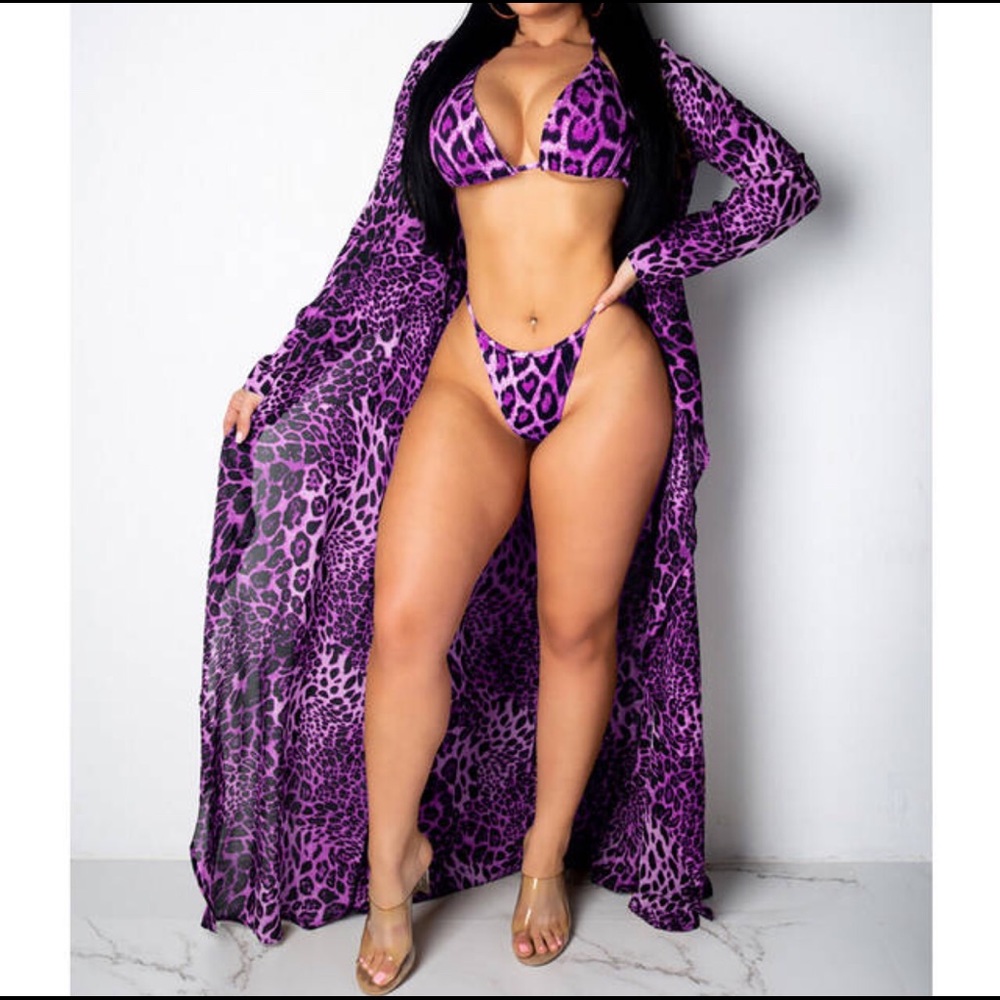 3PCS Summer Swimwear Women Leopard Print